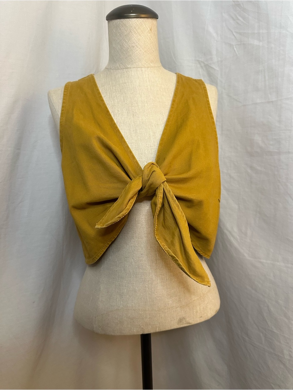 Boyish Mustard Tie-Front Crop Top